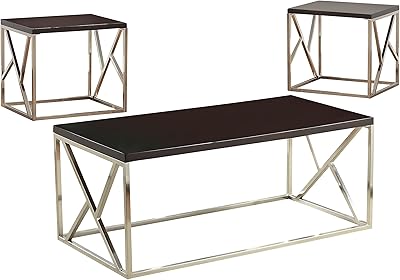 Furniture of America Crossed Belin 3 Piece Table Set, Espresso