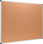 Amazon Basics Rectangular Cork board, Aluminum Frame, 35" x 47", Brown