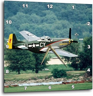 3dRose dpp_91303_2 North American P-51 D Mustang, War Plane-Us24 Bfr0082-Bernard Friel-Wall Clock, 13 by 13-Inch