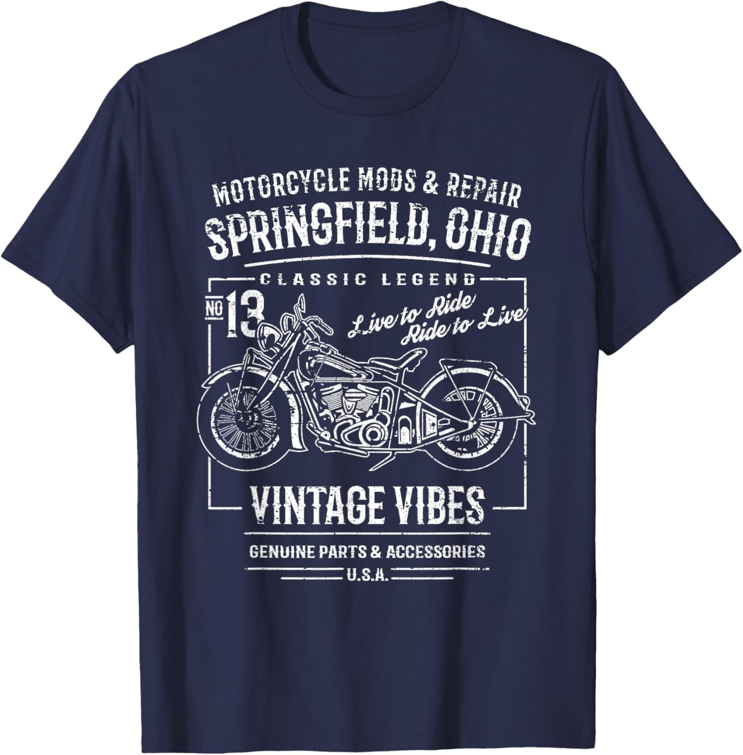 Springfield OH USA Vintage Style Motorcycle Adventure Design T-Shirt