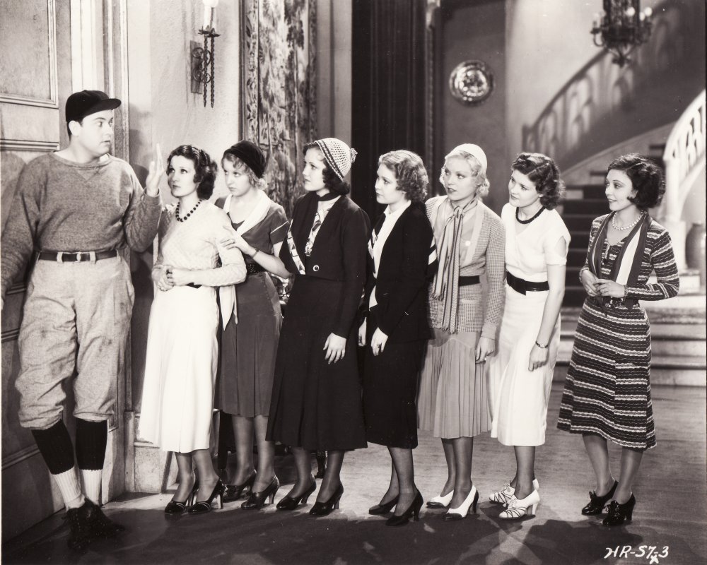 Katherine Grant, Alice Jans, Lois January, Mary Kornman, Grady Sutton, and Helen Dale in Too Many Women (1932)