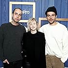 Brandon Cronenberg, Andrea Riseborough, and Christopher Abbott at an event for The IMDb Studio at Acura Festival Village (2020)