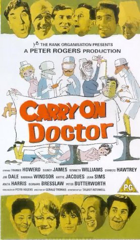 Charles Hawtrey, Bernard Bresslaw, Peter Butterworth, Jim Dale, Anita Harris, Frankie Howerd, Hattie Jacques, Sidney James, Joan Sims, Kenneth Williams, and Barbara Windsor in Carry on Doctor (1967)