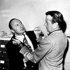 Humphrey Bogart and Jack Benny behind the scenes of "The Jack Benny Show," circa 1955. (Bogart's first TV appearance)