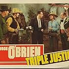 Jean Del Val, George O'Brien, Glenn Strange, Virginia Vale, and Harry Woods in Triple Justice (1940)