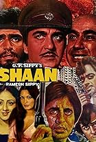 Amitabh Bachchan, Shashi Kapoor, Sunil Dutt, Parveen Babi, Bindiya Goswami, Rakhee Gulzar, and Shatrughan Sinha in Shaan (1980)