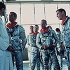 Ed Harris, Lance Henriksen, Dennis Quaid, Scott Glenn, Charles Frank, Scott Paulin, and Fred Ward in The Right Stuff (1983)