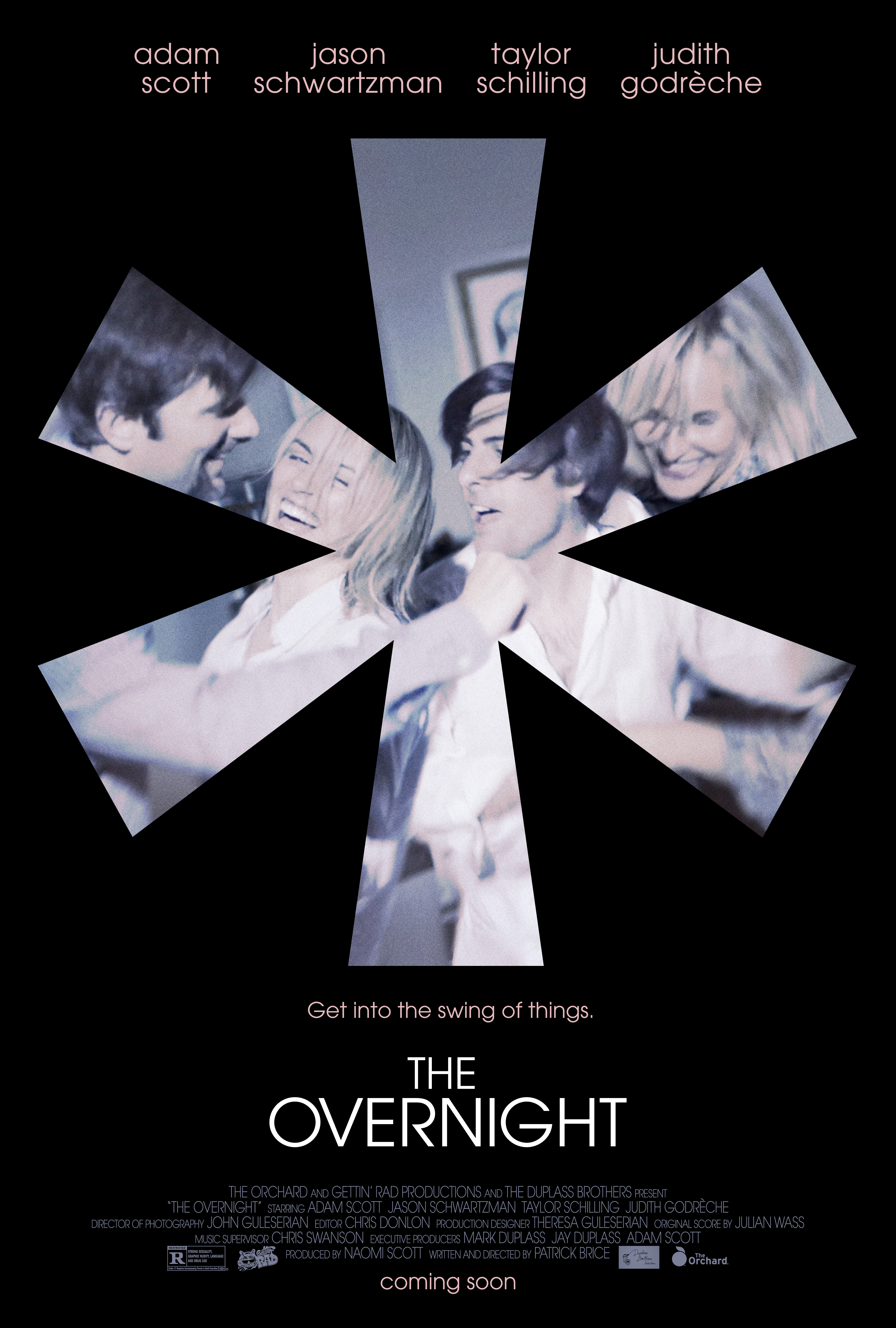 Judith Godrèche, Adam Scott, Jason Schwartzman, and Taylor Schilling in The Overnight (2015)