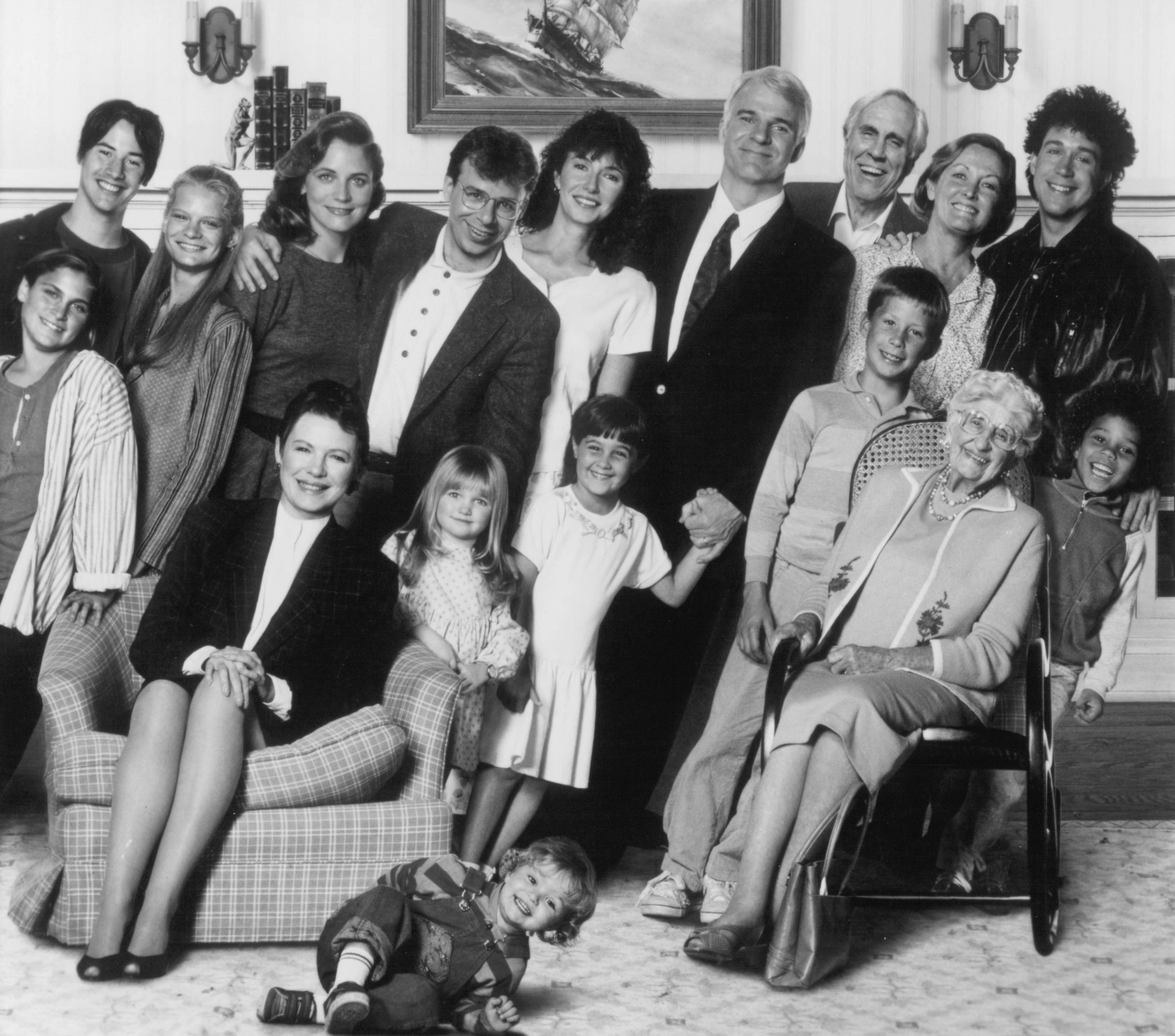 Steve Martin, Keanu Reeves, Martha Plimpton, Tom Hulce, Rick Moranis, Joaquin Phoenix, Jason Robards, Dianne Wiest, Mary Steenburgen, Alex Burrall, Dennis Dugan, Jasen Fisher, Harley Jane Kozak, Zachary La Voy, Alisan Porter, Eileen Ryan, Ivyann Schwan, and Helen Shaw in Parenthood (1989)