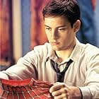 TOBEY MAGUIRE stars as Peter Parker in Columbia Pictures' action adventure SPIDER-MAN (rated PG-13 for stylized violence and action).