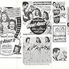 Laverne Andrews, Maxene Andrews, Patty Andrews, David Bruce, Grace McDonald, Robert Paige, Buddy Rich, and The Andrews Sisters in How's About It? (1943)