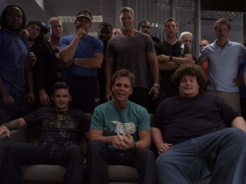 Sam Jones III, Page Kennedy, Omari Newton, James Cade, Darin Brooks, Alan Ritchson, and Rob Ramsay in Blue Mountain State (2010)