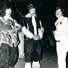 Frank Finlay, Richard Chamberlain, and Ilya Salkind on the set on THE THREE MUSKETEERS (1973)