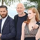 Tom Hardy, John Hillcoat, and Jessica Chastain at an event for Lawless (2012)