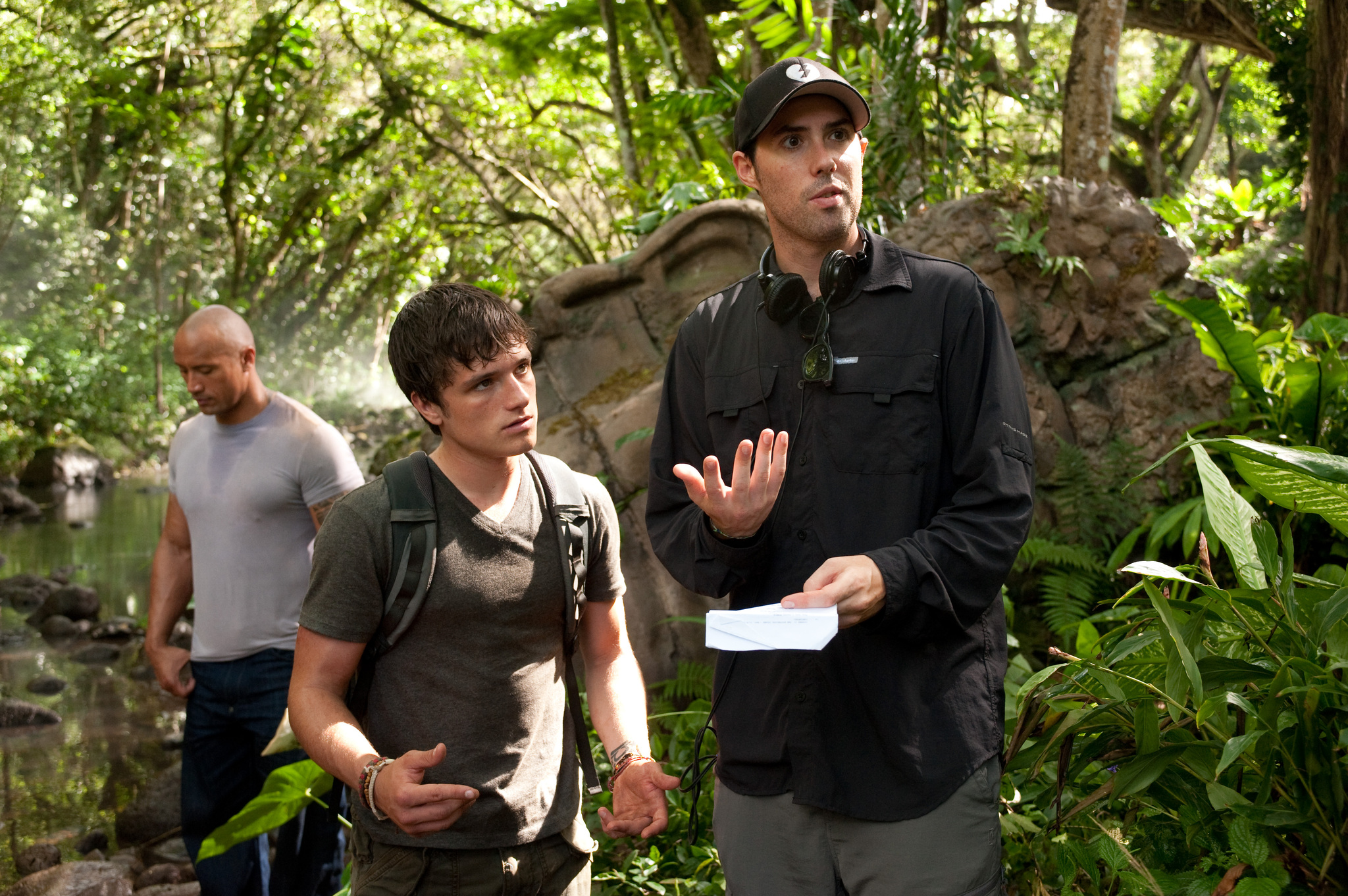 Dwayne Johnson, Brad Peyton, and Josh Hutcherson in Journey 2: The Mysterious Island (2012)