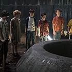 Wyatt Oleff, Jeremy Ray Taylor, Jaeden Martell, Finn Wolfhard, Sophia Lillis, Jack Dylan Grazer, and Chosen Jacobs in It (2017)