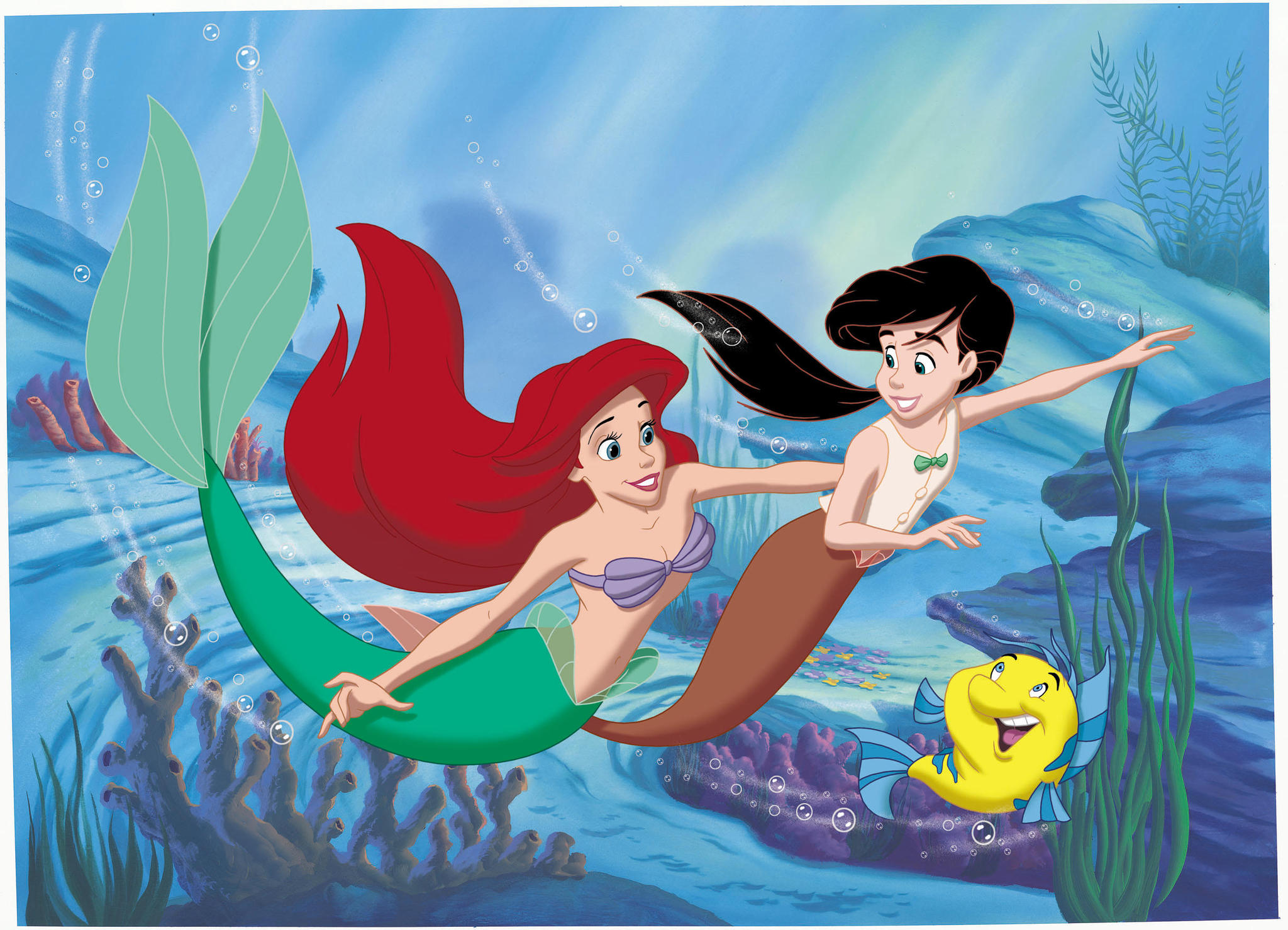 Jodi Benson, Tara Strong, and Cam Clarke in The Little Mermaid 2: Return to the Sea (2000)