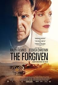 Ralph Fiennes and Jessica Chastain in The Forgiven (2021)