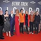 Patrick Stewart, Jeri Ryan, Michael Chabon, Jonathan Del Arco, Akiva Goldsman, Michelle Hurd, Alex Kurtzman, Evan Evagora, and Isa Briones at an event for Star Trek: Picard (2020)