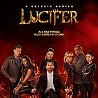 Rachael Harris, Tom Ellis, Aimee Garcia, Lauren German, D.B. Woodside, Kevin Alejandro, and Lesley-Ann Brandt in Lucifer (2016)