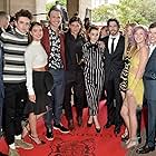 Adam Sandler, Jason Reitman, J.K. Simmons, Olivia Crocicchia, Travis Tope, Timothée Chalamet, Kaitlyn Dever, Katherine Hughes, Will Peltz, Elena Kampouris, and Ansel Elgort at an event for Men, Women & Children (2014)