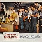 Henry Fonda, Jack Lemmon, Ward Bond, William Powell, Nick Adams, Tige Andrews, Ken Curtis, Perry Lopez, and Patrick Wayne in Mister Roberts (1955)