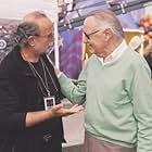 Executive Producer AVI ARAD (left) and Spider-Man creator STAN LEE on the set of Columbia Pictures' action adventure SPIDER-MAN.