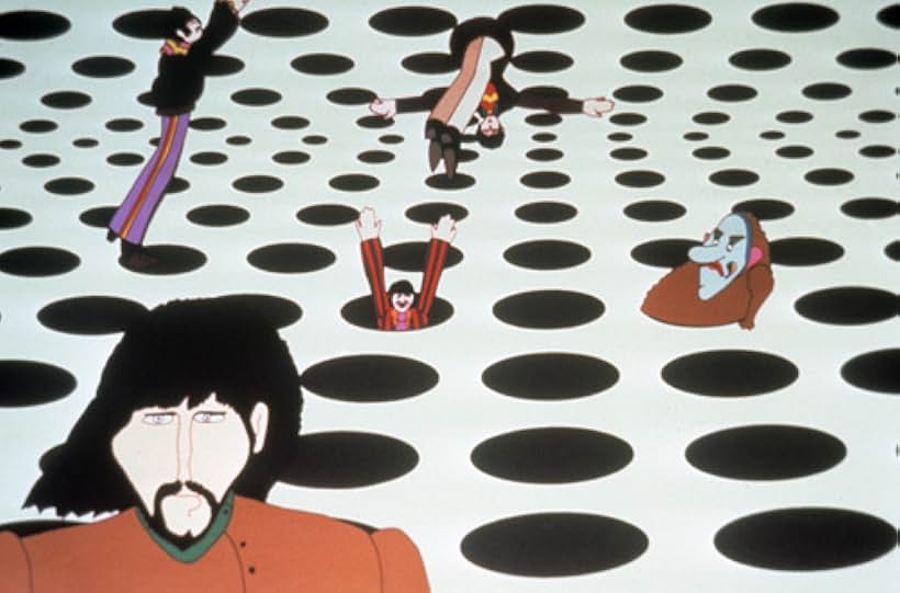 Paul McCartney, John Lennon, Paul Angelis, Peter Batten, John Clive, George Harrison, Geoffrey Hughes, Ringo Starr, and The Beatles in Yellow Submarine (1968)