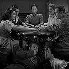 Binnie Barnes, Bud Abbott, Lynn Baggett, Lou Costello, Marjorie Reynolds, John Shelton, and Gale Sondergaard in The Time of Their Lives (1946)