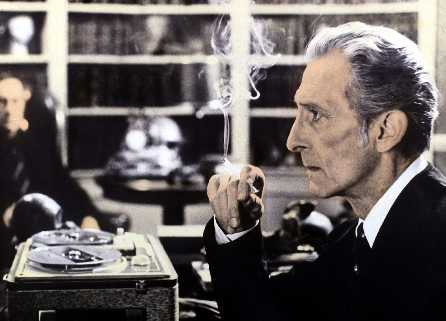 Peter Cushing and William Franklyn in The Satanic Rites of Dracula (1973)