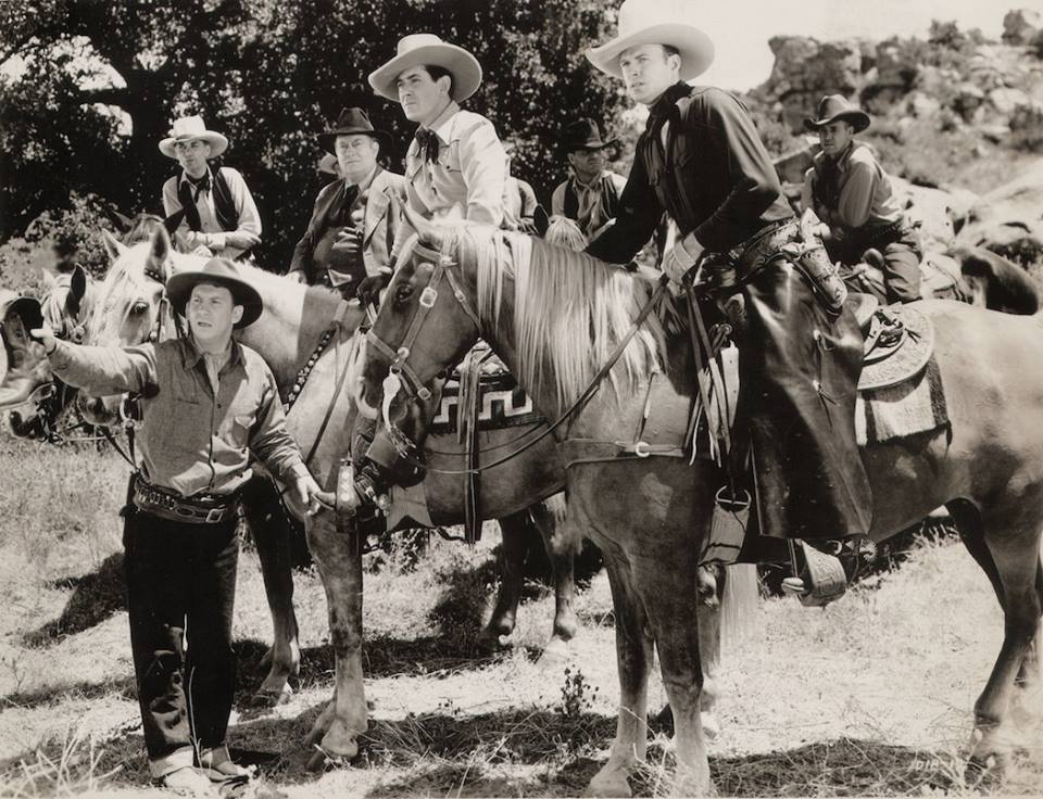 Bob Baker, Johnny Mack Brown, Fuzzy Knight, Ferris Taylor, and Hank Worden in Chip of the Flying U (1939)