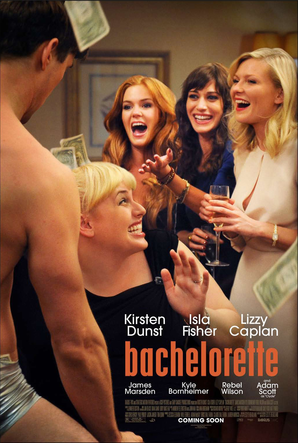 Kirsten Dunst, Lizzy Caplan, Isla Fisher, Andrew Rannells, and Rebel Wilson in Bachelorette (2012)