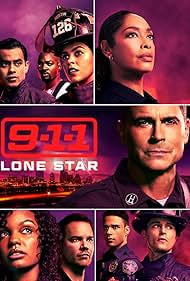 Rob Lowe, Gina Torres, Jim Parrack, Sierra Aylina McClain, Julian Works, Ronen Rubinstein, Brian Michael Smith, Natacha Karam, and Rafael L. Silva in 9-1-1: Lone Star (2020)