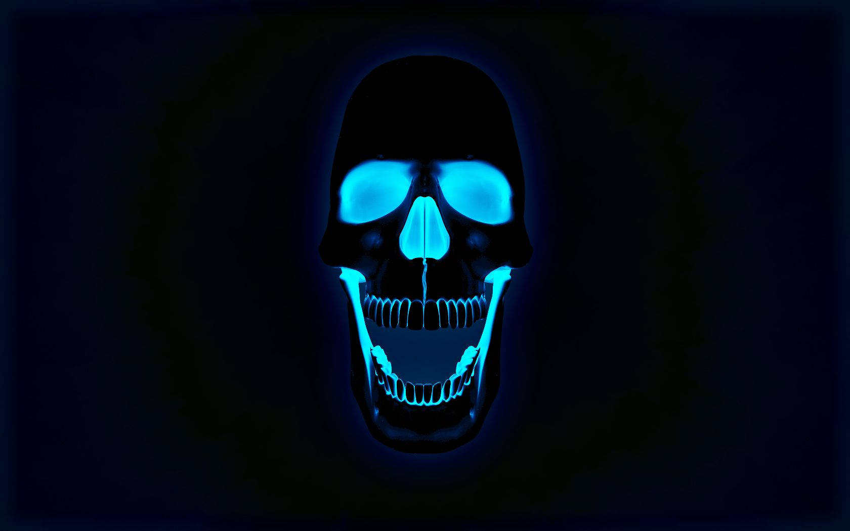 Cool Neon Blue Skull Background