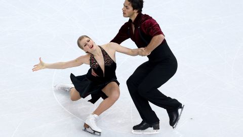 Canada&apos;s Kaitlyn Weaver and Andrew Poje compete in the figure skating ice dance free fance at the Sochi 2014 Winter Olympics on February 17.