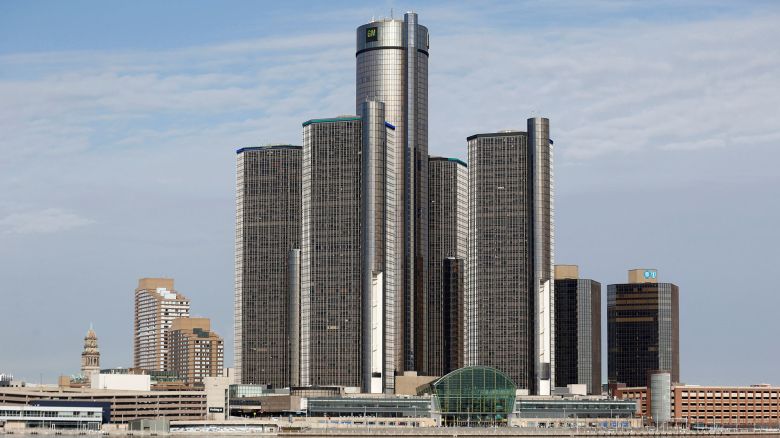 The General Motors Co. headquarters is seen in Detroit, Michigan, from across the Detroit River in Windsor, Ontario, Canada  January 11, 2019.  REUTERS/Rebecca Cook