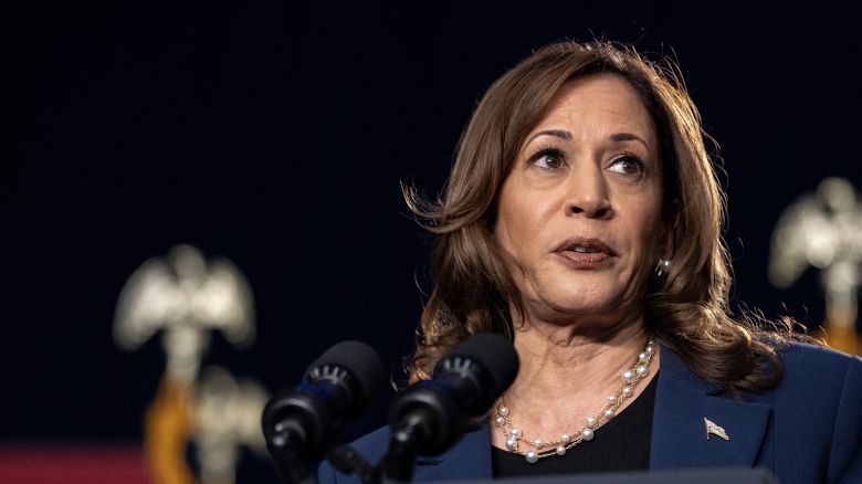 Democratic presidential candidate, U.S. Vice President Kamala Harris speaks to supporters during a campaign rally at West Allis Central High School on July 23, 2024 in West Allis, Wisconsin. Harris made her first campaign appearance as the party&apos;s presidential candidate, with an endorsement from President Biden.