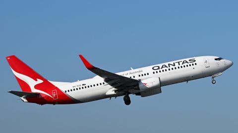 A Qantas plane is departing Melbourne Airport in Melbourne, Australia, on July 31, 2024.