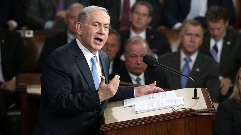 WASHINGTON, DC - MARCH 03:  Israeli Prime Minister Benjamin Netanyahu addresses a joint meeting of the United States Congress in the House chamber at the U.S. Capitol March 3, 2015 in Washington, DC. During his speech, Netanyah said, "Today the Jewish people face yet another attempt by another Persian potentate to destroy us." (Photo by Win McNamee/Getty Images)