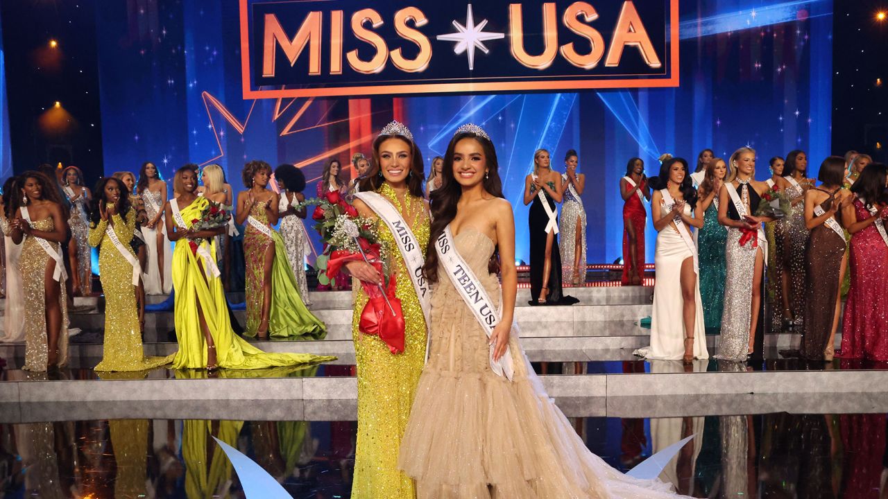 Mandatory Credit: Photo by Chelsea Lauren/Shutterstock for Miss USA (14131799fk)Miss Utah USA 2023 Noelia Voigt and Teen USA - New Jersey teen UmaSofia Srivastava72nd Miss USA Pageant, Show, Grand Sierra Resort, Reno, Nevada, USA - 29 Sep 2023