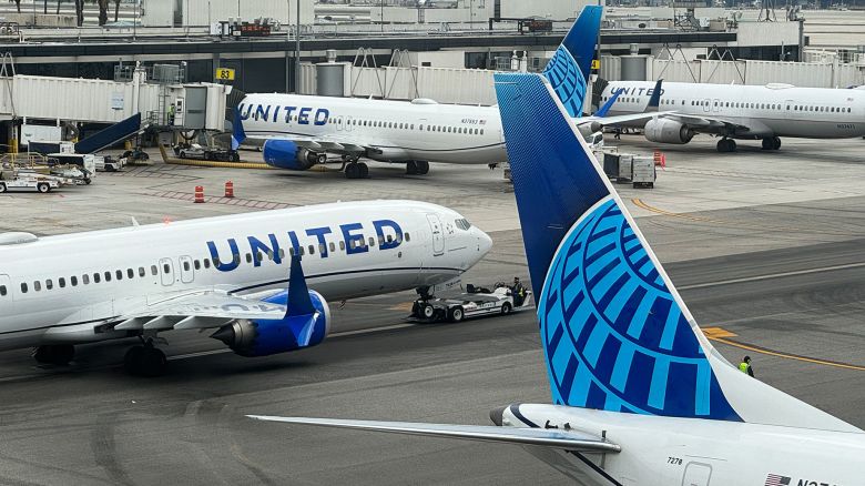 Mandatory Credit: Photo by Jakub Porzycki/NurPhoto/Shutterstock (14224006d)United Airlines planes are seen at the LAX Airport in Los Angeles, United States on November 15, 2023.Los Angeles Economy, United States - 15 Nov 2023