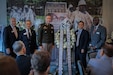 U.S. Army Maj. Gen. Jan Norris, Commanding General, 335th Signal Command (Theater), and representatives of the American Korean Friendship Society, present a wreath during the 2024 Korean War Armistice Day Commemoration and Wreath Laying Ceremony in Duluth, Ga., July 26, 2024. The event featured a wreath-laying ceremony and speeches from distinguished guests, emphasizing the significance of Korean War Armistice Day in honoring veterans and reflecting on the enduring impact of their sacrifices on the strong U.S.-Korea alliance. (U.S. Army photo by Spc. Jacob Fontenot)