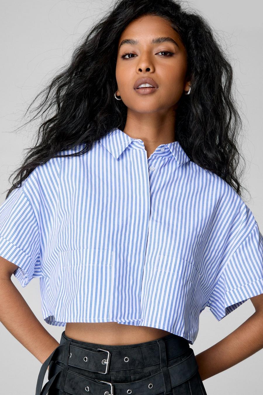 Cropped Boxy Short Sleeve Shirt