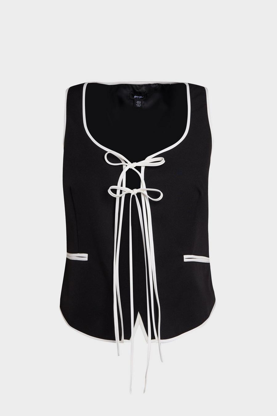 Plus Tailored Contrast Piped Vest