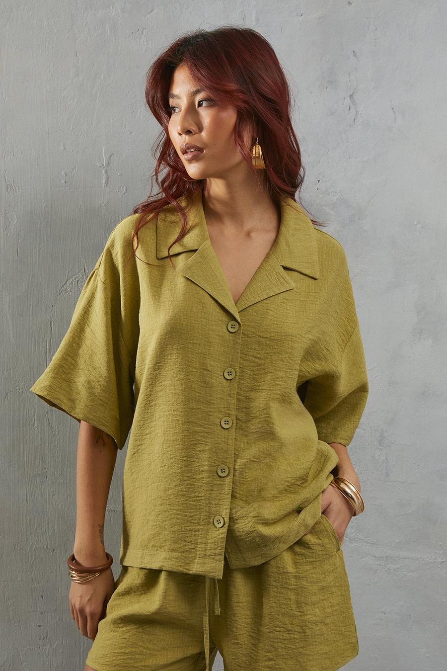 Viscose Nylon Boxy Shirt