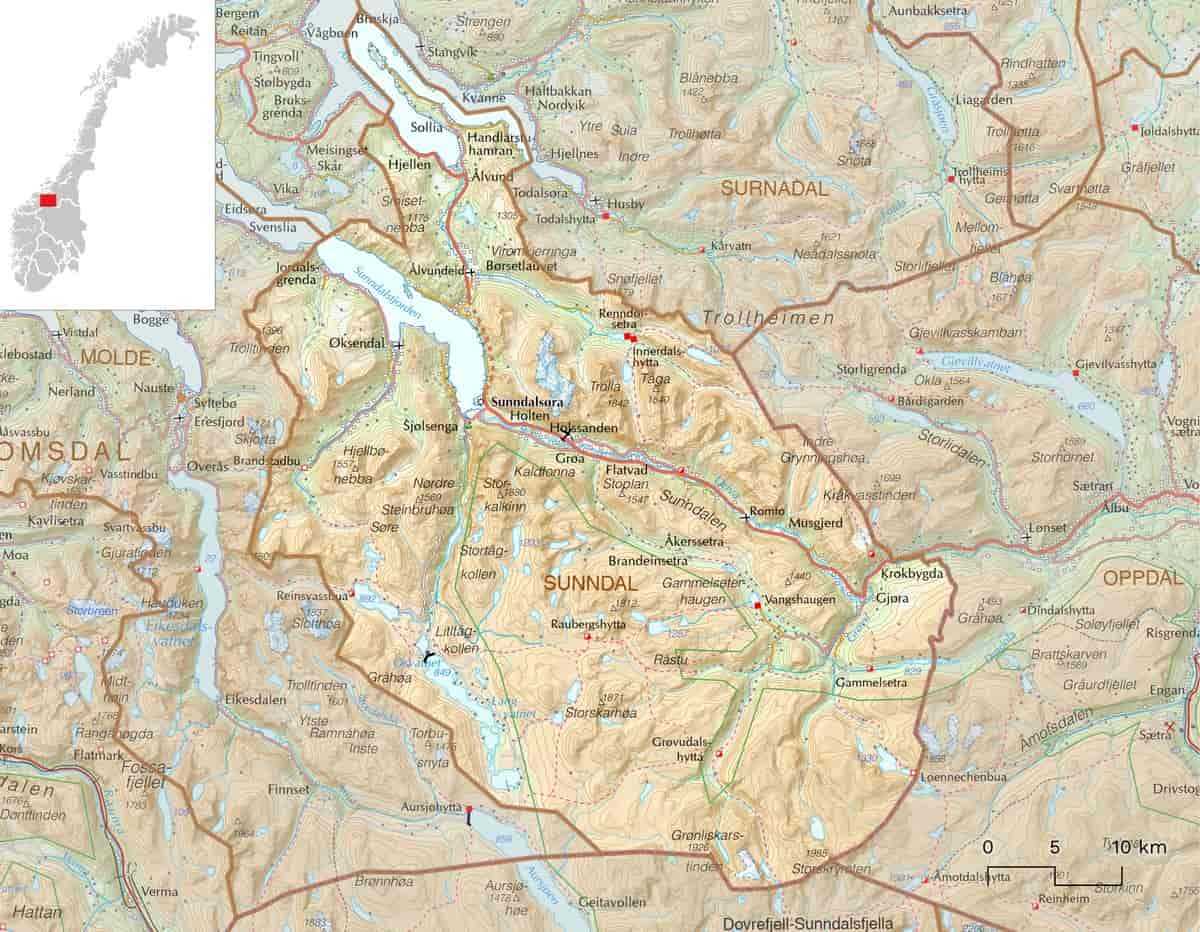 Kart over Sunndal kommune