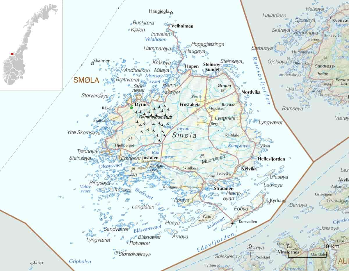 Kart over Smøla kommune