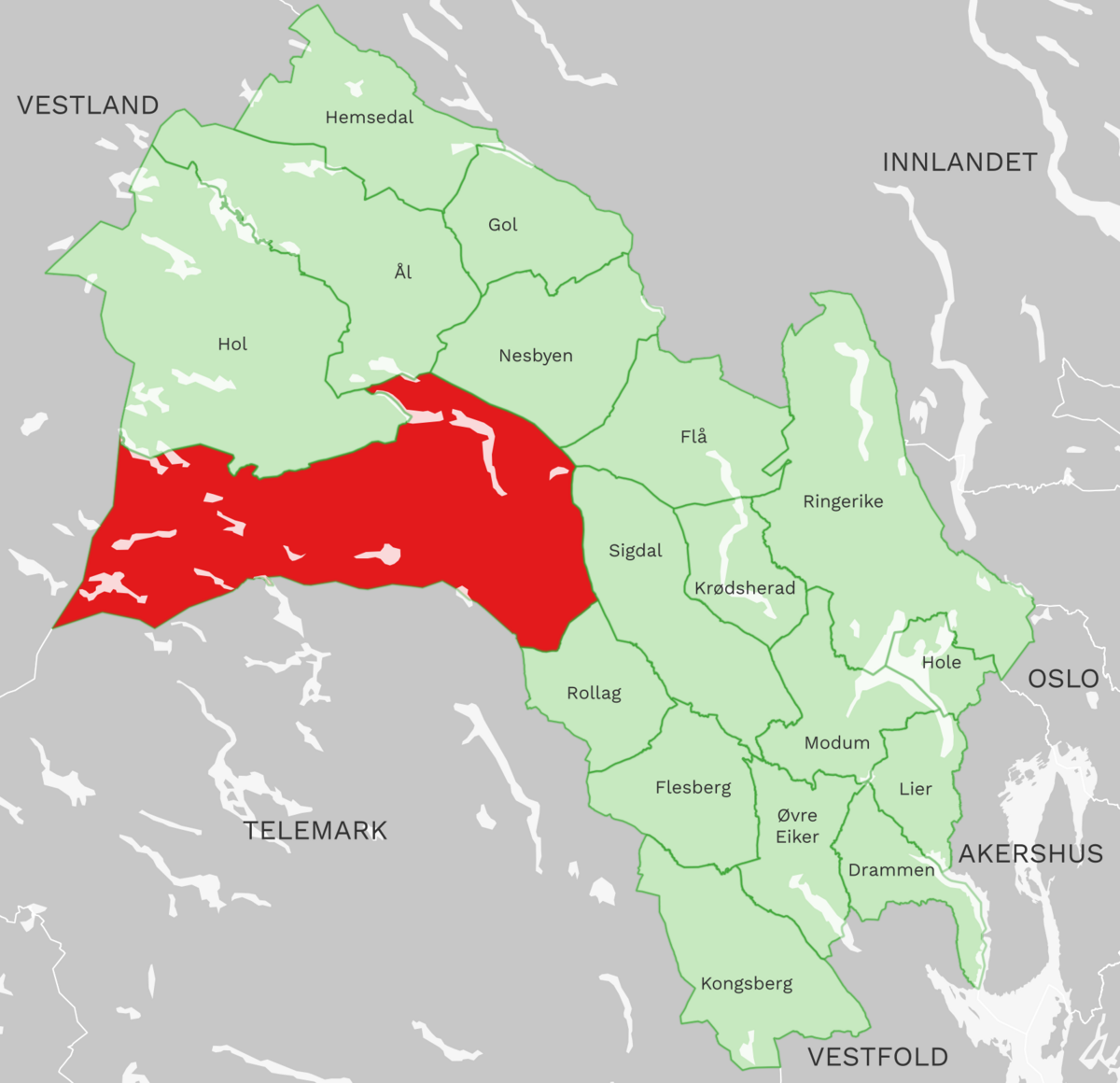 Kart: Nore og Uvdal kommune i Buskerud