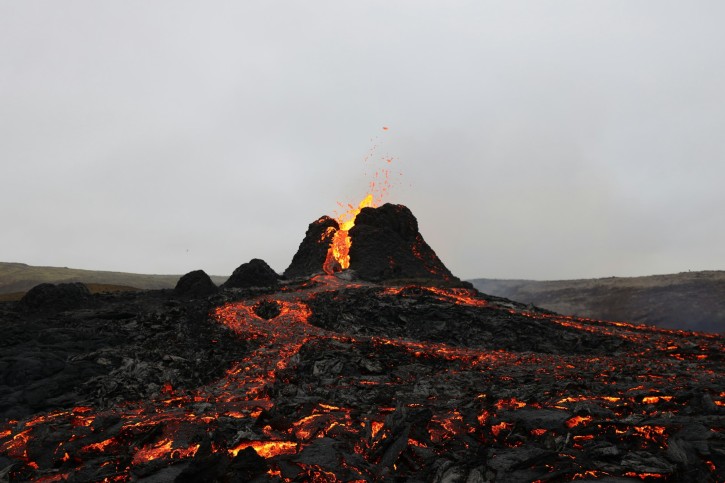 Volcano erupting