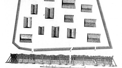 Russian Commander Iurii Lisianskii’s 1804 outline drawing of the Tlingit fort